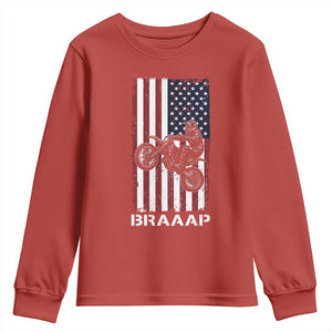 Dirt Bike Youth Sweatshirt Braaap American Flag Motocross TS14 Red Print Your Wear