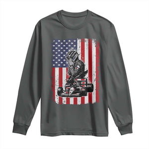 Patriotic Racing Car American Flag Race Long Sleeve Shirt TS14 Dark Heather Print Your Wear