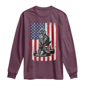 Patriotic Racing Car American Flag Race Long Sleeve Shirt TS14 Maroon Print Your Wear