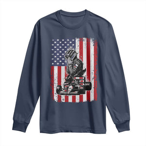 Patriotic Racing Car American Flag Race Long Sleeve Shirt TS14 Navy Print Your Wear