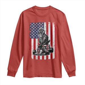 Patriotic Racing Car American Flag Race Long Sleeve Shirt TS14 Red Print Your Wear