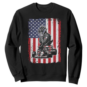 Patriotic Racing Car American Flag Race Sweatshirt TS14 Black Print Your Wear