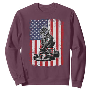Patriotic Racing Car American Flag Race Sweatshirt TS14 Maroon Print Your Wear