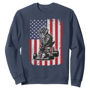 Patriotic Racing Car American Flag Race Sweatshirt TS14 Navy Print Your Wear