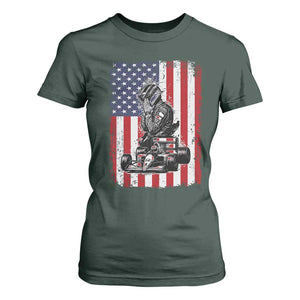 Patriotic Racing Car American Flag Race T Shirt For Women TS14 Dark Forest Green Print Your Wear