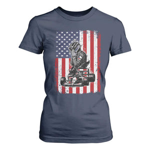 Patriotic Racing Car American Flag Race T Shirt For Women TS14 Navy Print Your Wear