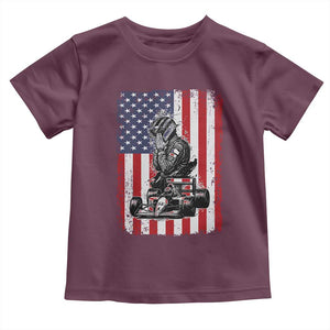 Patriotic Racing Car American Flag Race Toddler T Shirt TS14 Maroon Print Your Wear