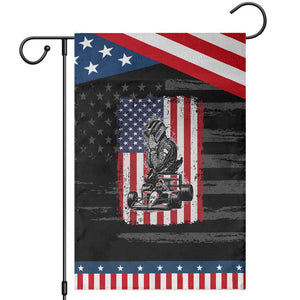 Patriotic Racing Car American Flag Race Garden Flag TS14 Distressed Black Blue Print Your Wear