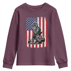 Patriotic Racing Car American Flag Race Youth Sweatshirt TS14 Maroon Print Your Wear