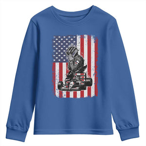 Patriotic Racing Car American Flag Race Youth Sweatshirt TS14 Royal Blue Print Your Wear