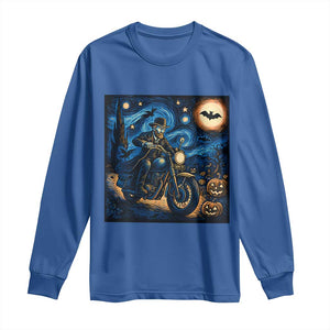 Dirt Bike Long Sleeve Shirt Van Gogh Starry Night Halloween Biker TS14 Royal Blue Print Your Wear