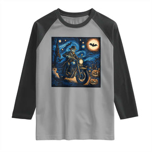 Dirt Bike Raglan Shirt Van Gogh Starry Night Halloween Biker TS14 Sport Gray Black Print Your Wear