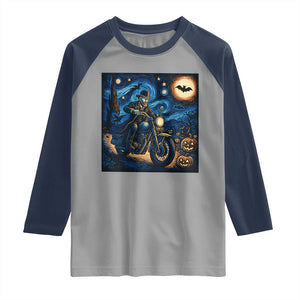 Dirt Bike Raglan Shirt Van Gogh Starry Night Halloween Biker TS14 Sport Gray Navy Print Your Wear