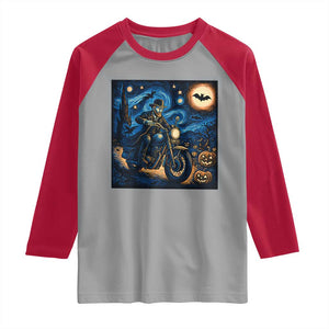 Dirt Bike Raglan Shirt Van Gogh Starry Night Halloween Biker TS14 Sport Gray Red Print Your Wear
