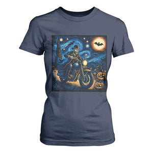 Dirt Bike T Shirt For Women Van Gogh Starry Night Halloween Biker TS14 Navy Print Your Wear
