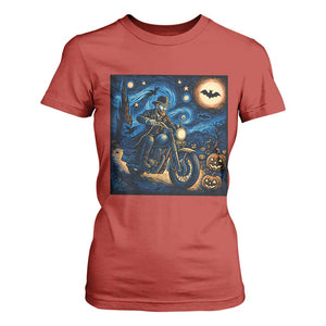 Dirt Bike T Shirt For Women Van Gogh Starry Night Halloween Biker TS14 Red Print Your Wear