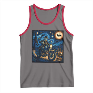 Dirt Bike Tank Top Van Gogh Starry Night Halloween Biker TS14 Deep Heather Red Print Your Wear