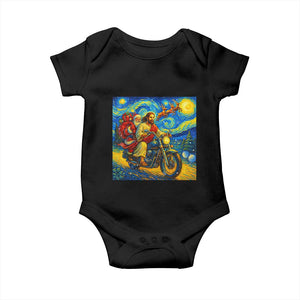 Dirt Bike Motocross Baby Onesie Jesus Santa Christmas Starry Night TS14 Black Print Your Wear