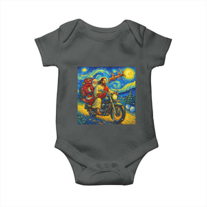 Dirt Bike Motocross Baby Onesie Jesus Santa Christmas Starry Night TS14 Dark Heather Print Your Wear
