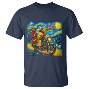 Dirt Bike Motocross T Shirt Jesus Santa Christmas Starry Night TS14 Navy Print Your Wear