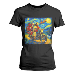 Dirt Bike Motocross T Shirt For Women Jesus Santa Christmas Starry Night TS14 Black Print Your Wear
