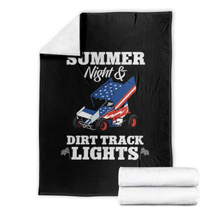 Sprint Car Racing Throw Blanket Summer Nights And Dirt Track Lights TS14 Black Print Your Wear