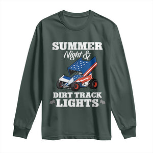 Sprint Car Racing Long Sleeve Shirt Summer Nights And Dirt Track Lights TS14 Dark Forest Green Print Your Wear