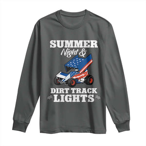 Sprint Car Racing Long Sleeve Shirt Summer Nights And Dirt Track Lights TS14 Dark Heather Print Your Wear
