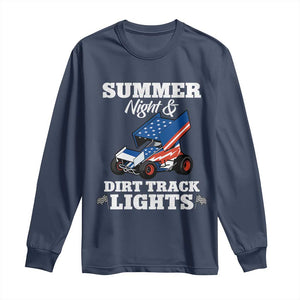 Sprint Car Racing Long Sleeve Shirt Summer Nights And Dirt Track Lights TS14 Navy Print Your Wear
