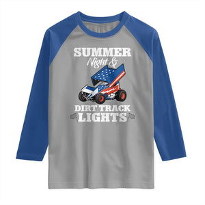 Sprint Car Racing Raglan Shirt Summer Nights And Dirt Track Lights TS14 Sport Gray Royal Print Your Wear