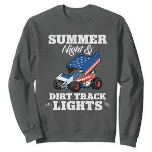 Sprint Car Racing Sweatshirt Summer Nights And Dirt Track Lights TS14 Dark Heather Print Your Wear
