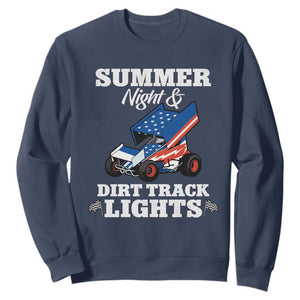 Sprint Car Racing Sweatshirt Summer Nights And Dirt Track Lights TS14 Navy Print Your Wear