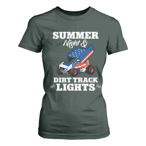 Sprint Car Racing T Shirt For Women Summer Nights And Dirt Track Lights TS14 Dark Forest Green Print Your Wear