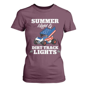 Sprint Car Racing T Shirt For Women Summer Nights And Dirt Track Lights TS14 Maroon Print Your Wear