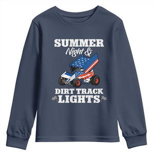 Sprint Car Racing Youth Sweatshirt Summer Nights And Dirt Track Lights TS14 Navy Print Your Wear