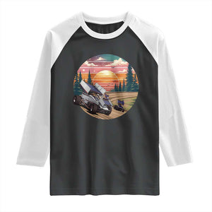 Sprint Car Dirt Track Racing Sunset Motorsports Raglan Shirt TS14 Black White Print Your Wear