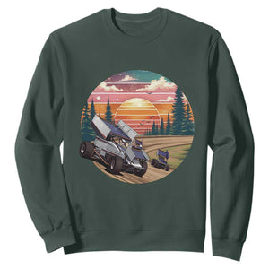 Sprint Car Dirt Track Racing Sunset Motorsports Sweatshirt TS14 Dark Forest Green Print Your Wear