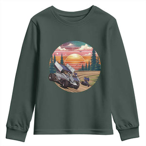 Sprint Car Dirt Track Racing Sunset Motorsports Youth Sweatshirt TS14 Dark Forest Green Print Your Wear