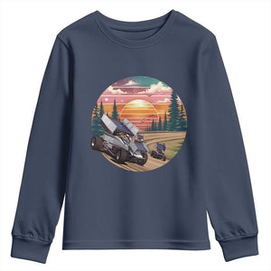 Sprint Car Dirt Track Racing Sunset Motorsports Youth Sweatshirt TS14 Navy Print Your Wear