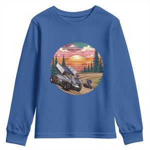 Sprint Car Dirt Track Racing Sunset Motorsports Youth Sweatshirt TS14 Royal Blue Print Your Wear