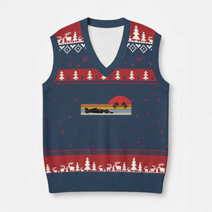 Racing Car Retro Style Vintage V-Neck Knit Sweater Vest TS14 Navy Red Print Your Wear