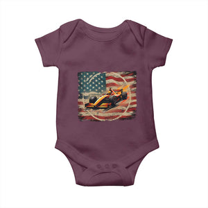 Racing Car Baby Onesie Patriotic American Flag Race TS14 Maroon Print Your Wear