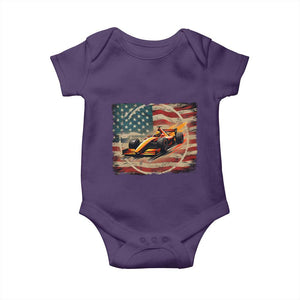 Racing Car Baby Onesie Patriotic American Flag Race TS14 Purple Print Your Wear