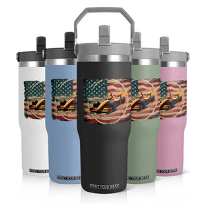 Racing Car Flip Straw Tumbler Patriotic American Flag Race TS14 Print Your Wear