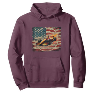 Racing Car Hoodie Patriotic American Flag Race TS14 Maroon Print Your Wear