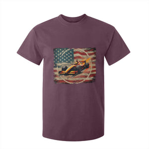 Racing Car T Shirt For Kid Patriotic American Flag Race TS14 Maroon Print Your Wear