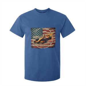 Racing Car T Shirt For Kid Patriotic American Flag Race TS14 Royal Blue Print Your Wear