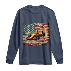 Racing Car Long Sleeve Shirt Patriotic American Flag Race TS14 Navy Print Your Wear