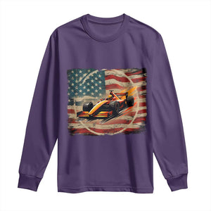 Racing Car Long Sleeve Shirt Patriotic American Flag Race TS14 Purple Print Your Wear