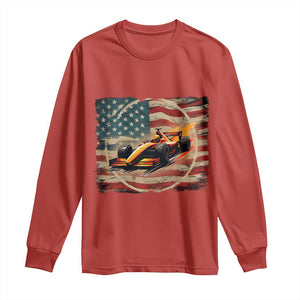 Racing Car Long Sleeve Shirt Patriotic American Flag Race TS14 Red Print Your Wear